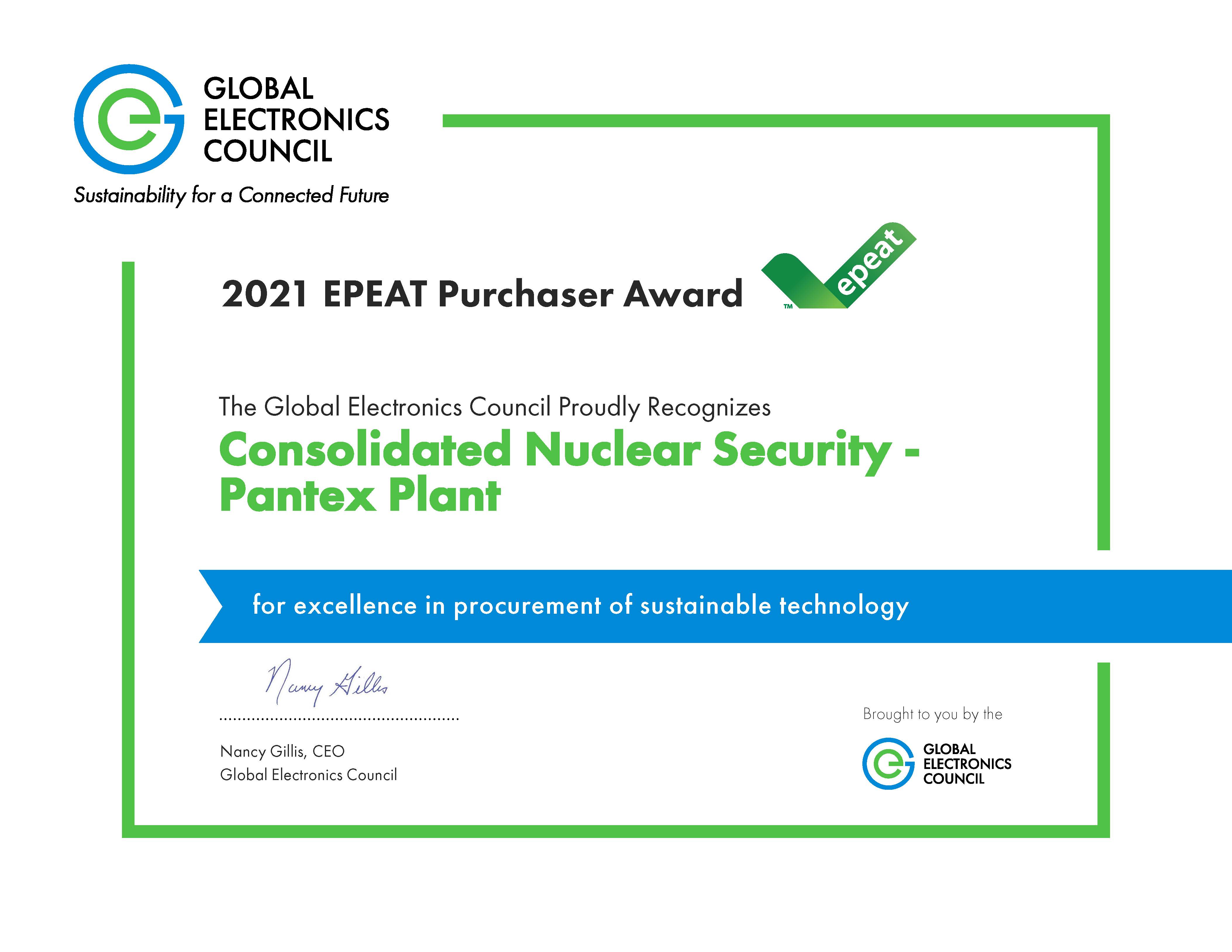 2021 EPEAT Purchaser Award 2021 EPEAT Purchaser Award