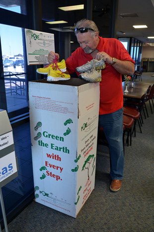 Donating used athletic shoes to the MORE Foundation Group Donating used athletic shoes to the MORE Foundation Group