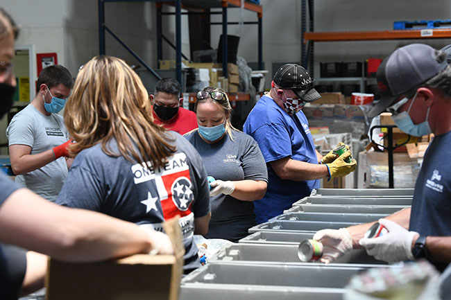 Pantexans helped sort and pack at the HPFB warehouse