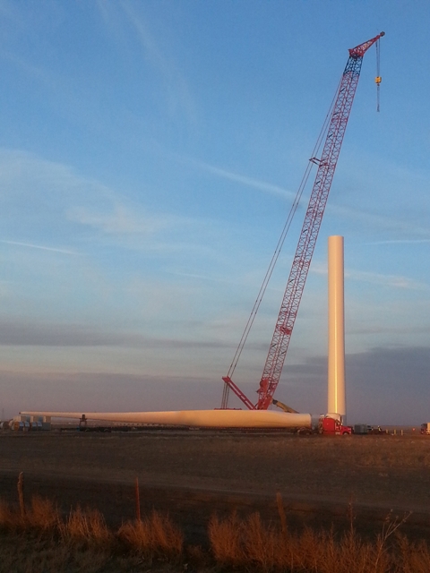 The first wind turbine blade is delivered to the site The first wind turbine blade is delivered to the site