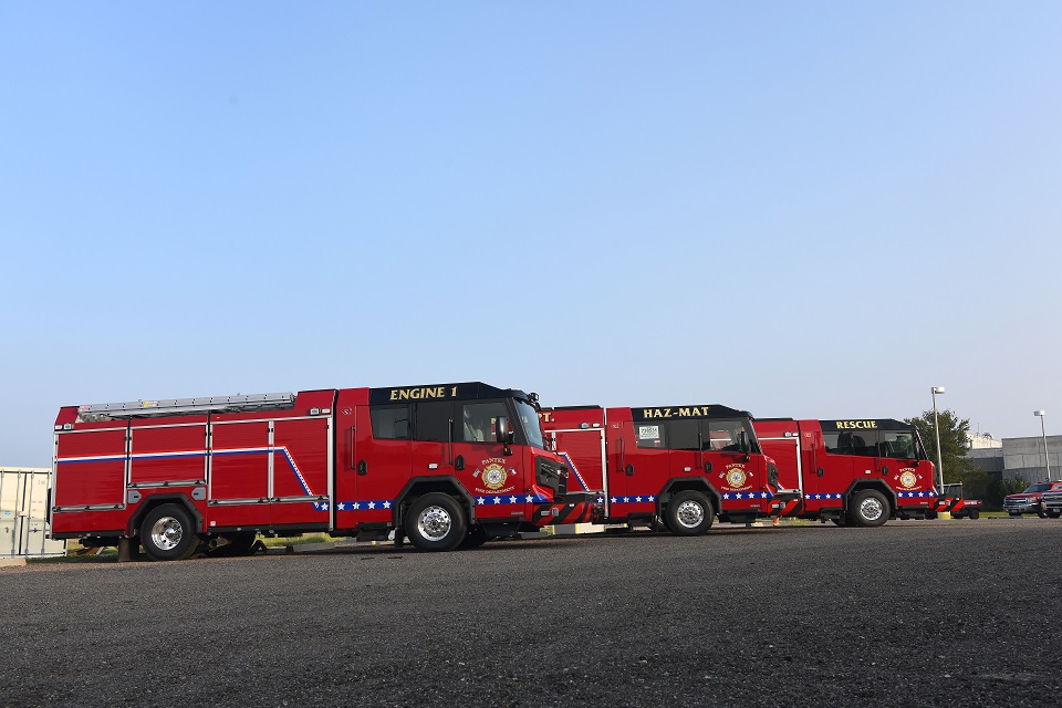 Pantex’s new firetrucks await duty. Pantex’s new firetrucks await duty.
